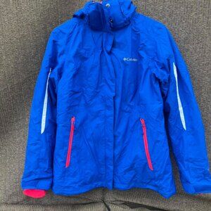 Columbia Omni-Tech Full Zip Hoodie Jacket Women's Blue Hot Pink Size Small